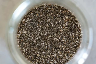 An image of Chia seeds in a jar