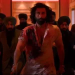 An image of Ranbir Kapoor covered in blood from the film Animal