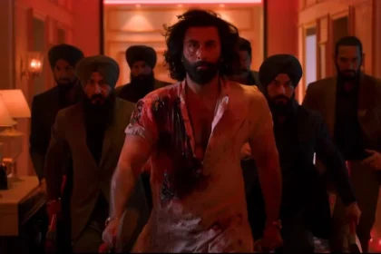 An image of Ranbir Kapoor covered in blood from the film Animal