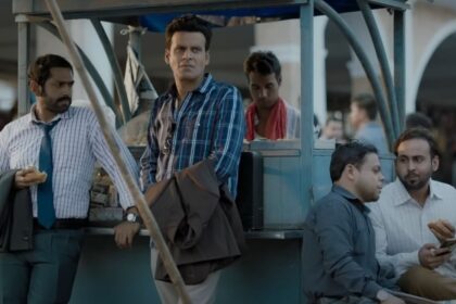 An image featuring Manoj Bajpayee and Sharib Hashmi in a public place from The Family Man series