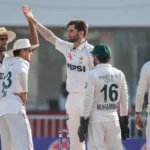 An image of Pakistan team celebrating a wicket in the 1st Test against Bangladesh