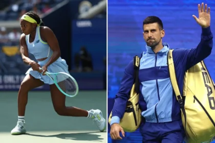 Coco Gauff (R) and Novak Djokovic (L) in 2024 US Open