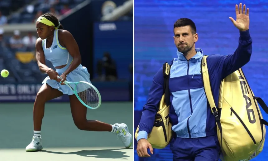 Coco Gauff (R) and Novak Djokovic (L) in 2024 US Open