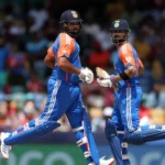 Virat and Rohit running between the wickets