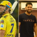 MS Dhoni in yellow jersey (L), Thalapathy Vijay and Dhoni (R)