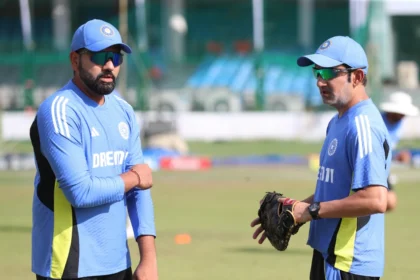 Rohit Sharma (L), Gautam Gambhir (R) during practice session